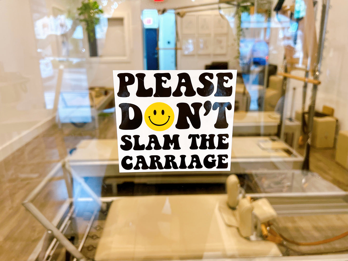Please Don't Slam The Carriage - Pilates Studio Window Cling