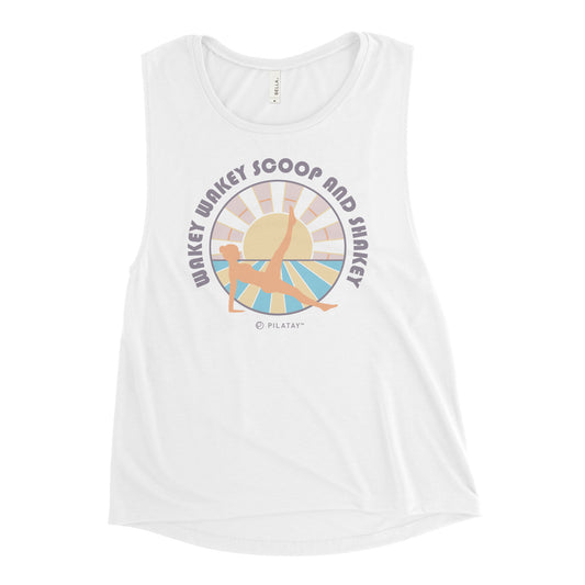 Wakey Wakey Scoop And Shakey - Womens Pilates Muscle Tank