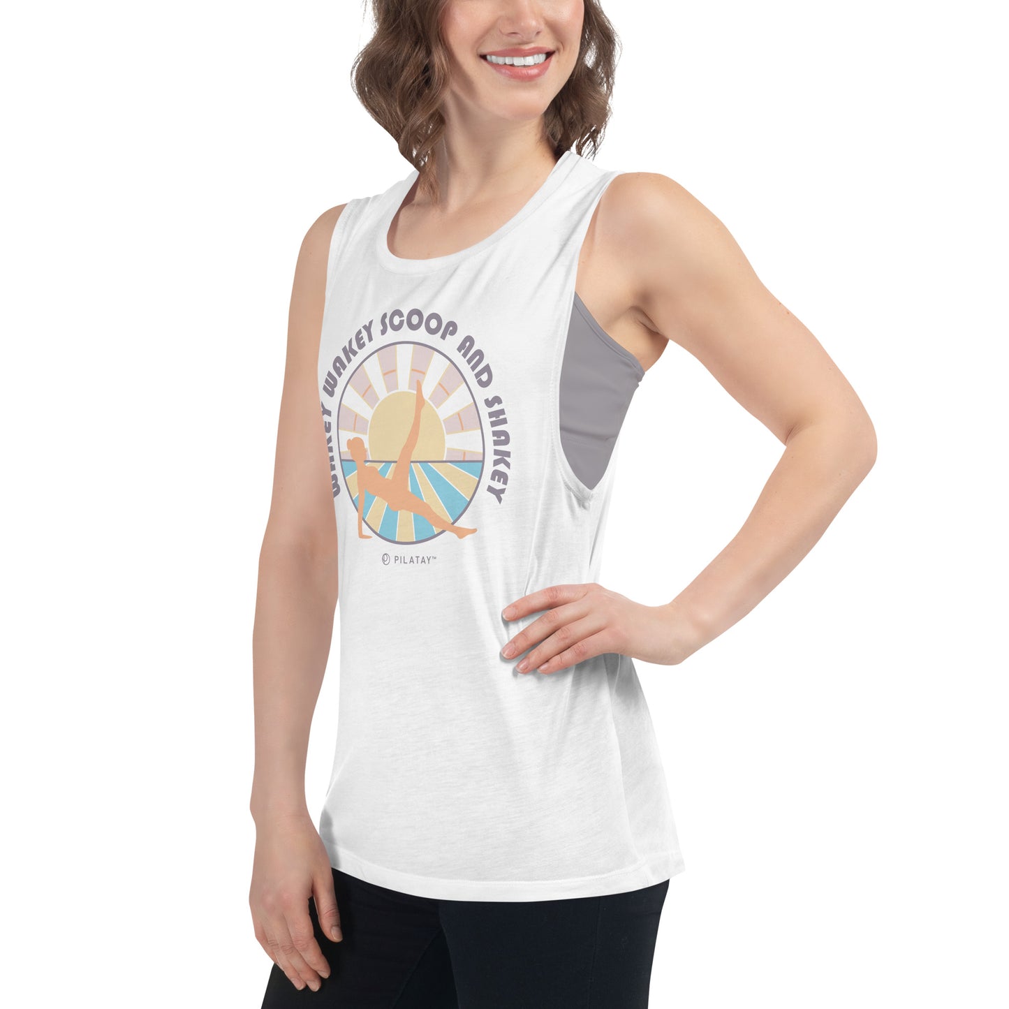 Wakey Wakey Scoop And Shakey - Womens Pilates Muscle Tank