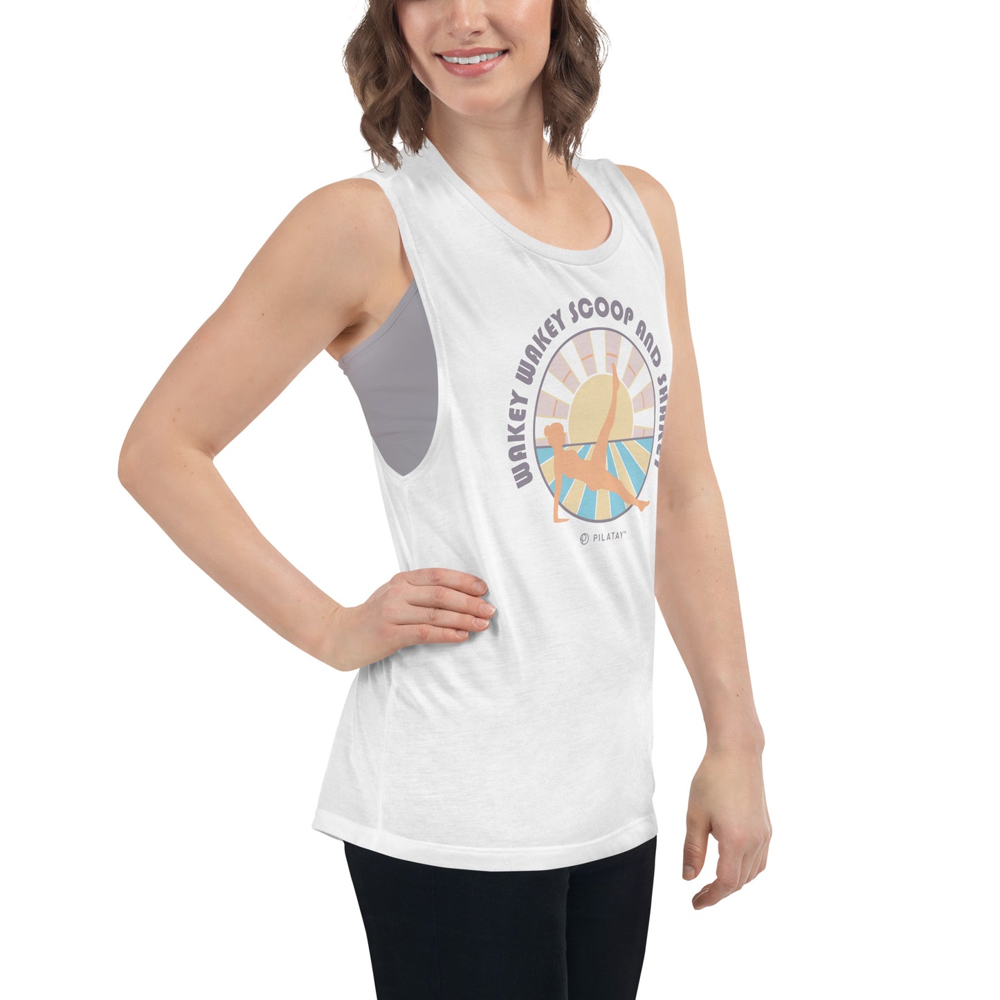 Wakey Wakey Scoop And Shakey - Womens Pilates Muscle Tank