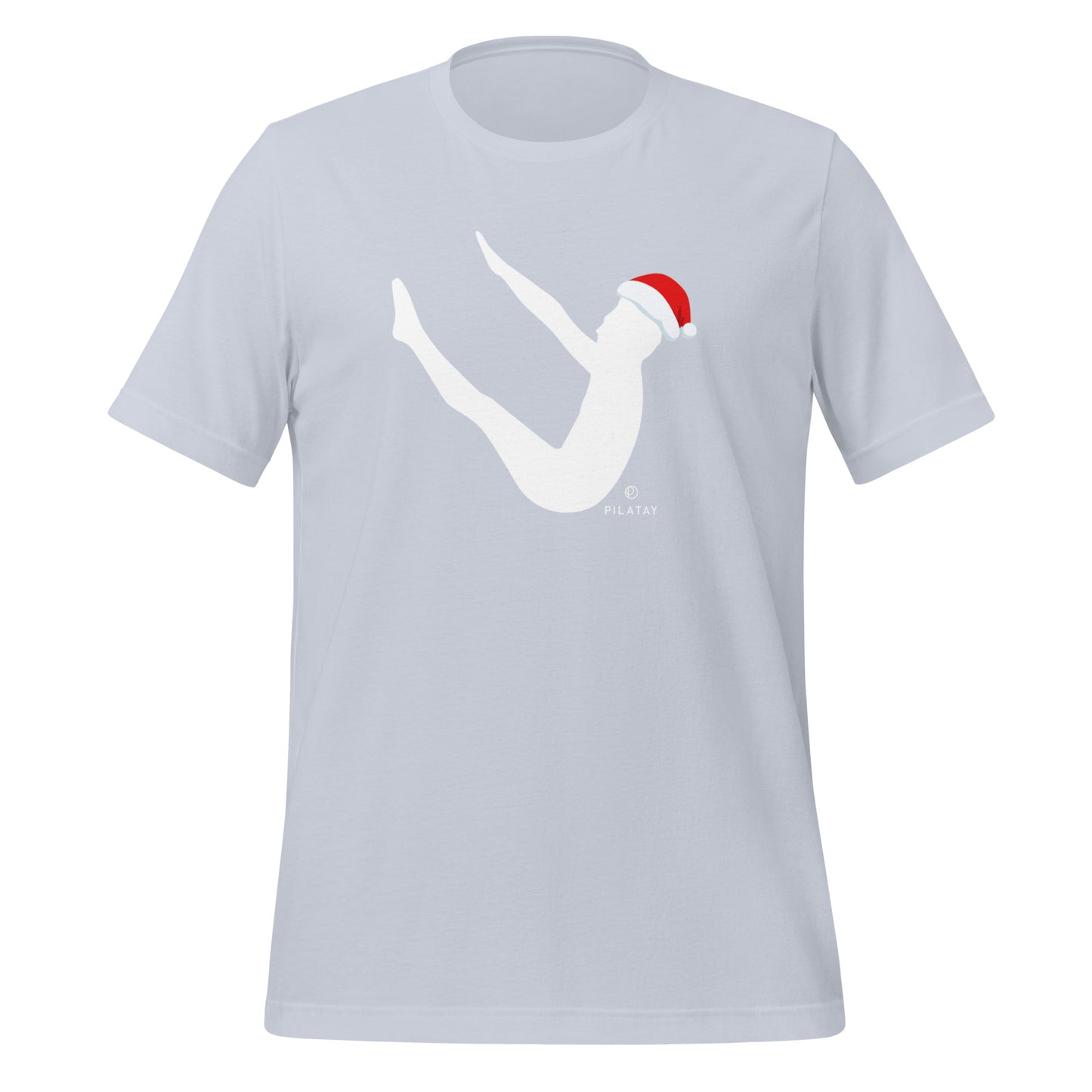 This shirt features a silhouette of Joseph Pilates doing the infamous Pilates Teaser exercise with a Santa hat on. The perfect holiday gift for Pilates teachers, clients, and lovers. Shop a selection of Pilates holiday cards, Pilates holiday shirts, and Pilates Christmas ornaments at Pilatay!