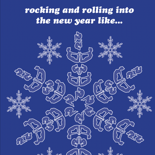Pilates Holiday Cards - Rocking and rolling into the new year - snowflake card by pilatay