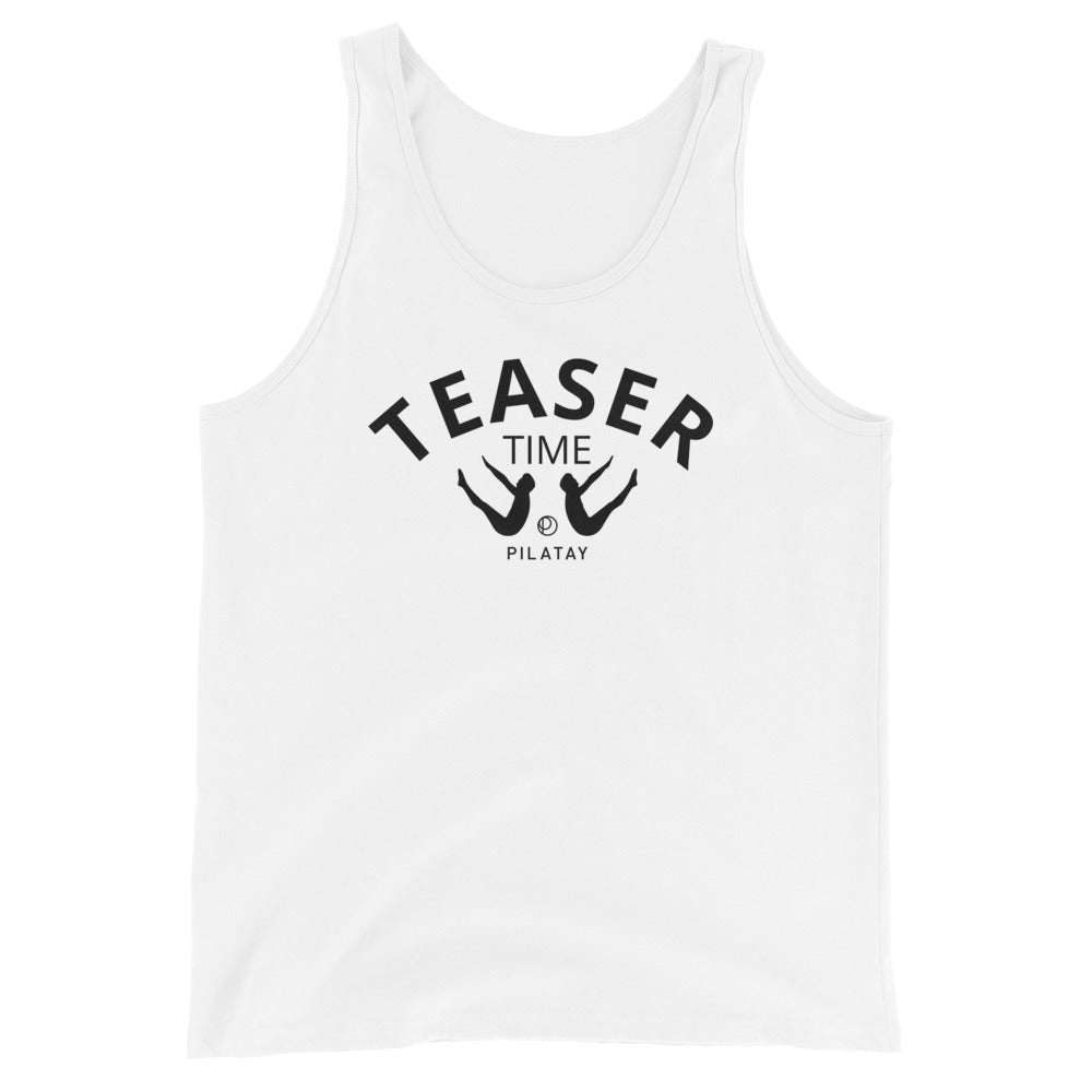 teaser time pilates tank top white for women and men - pilates shirts by pilatay pilatays